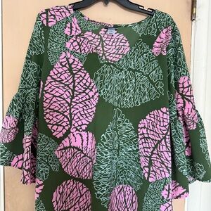 Manuheali’i Green and Pink Print Blouse